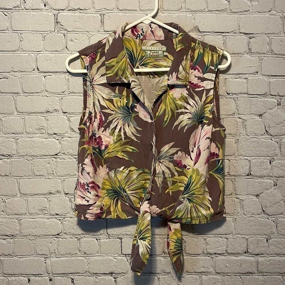 𝅺TOMMY Bahama Top Sleeveless Tropical Beach Designer Floral